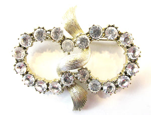 Vintage Jewelry 1950s Mid-Century Rhinestone Circle Pin - Front