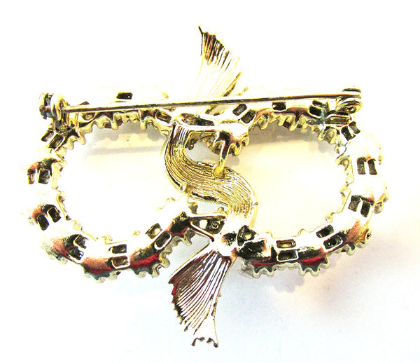 Vintage Jewelry 1950s Mid-Century Rhinestone Circle Pin - Back