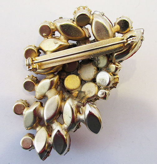Vintage Mid Century 1950s Dazzling Ruby Red Floral Pin