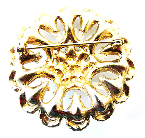 Vintage 1950s Jewelry Stunning Aurora Borealis Diamante Floral Pin - Back
