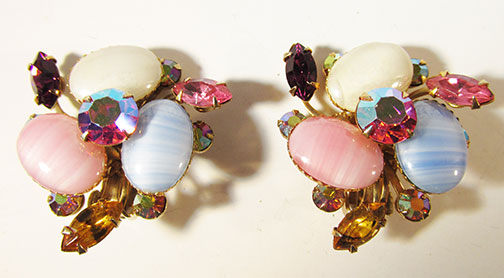 Beaujewels Vintage Bold Mid Century Multi-Colored Earrings