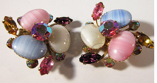 Beaujewels Vintage Bold Mid Century Multi-Colored Earrings