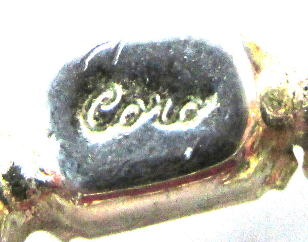 Signed Vintage Coro 1950s Mid-Century Diamante Double Circle Pin - Signature