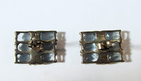 Vintage 1970s Retro Geometric Blue Topaz and Sterling Earrings - Thumbnail