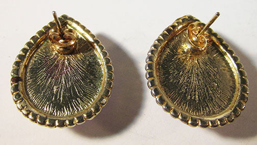 Vintage 1960s Retro Striking Sapphire Blue Teardrop Button Earrings