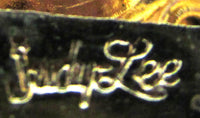 Jewelry Vintage 1950s Judy Lee Signed Rhinestone Floral Pin - Signature - Thumbnail