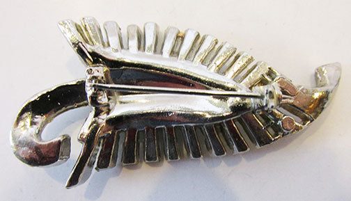 Vintage Mid Century 1950s Elegant Rhinestone Leaf Pin