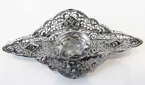 Incredible Antique/Vintage 1910s Filigree Rhinestone Pin