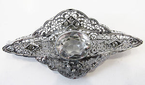 Incredible Antique/Vintage 1910s Filigree Rhinestone Pin