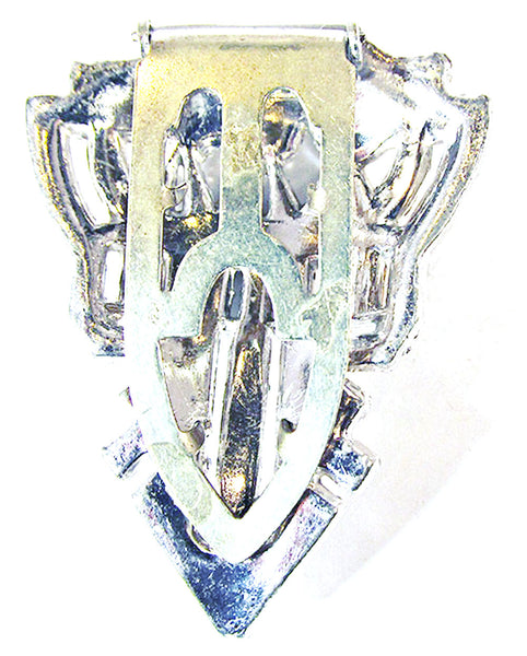 Vintage 1930s Stunning Art Deco Sparkling Clear Diamante Dress Clip - Back