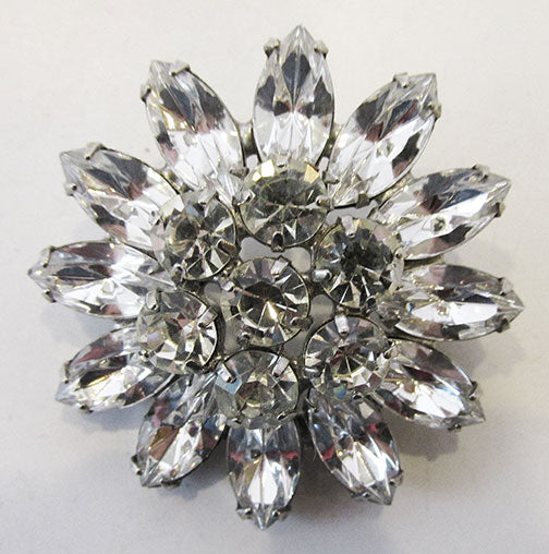 Weiss Vintage 1950s Bold Mid Century Rhinestone Floral Pin