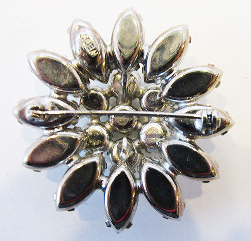Weiss Vintage 1950s Bold Mid Century Rhinestone Floral Pin
