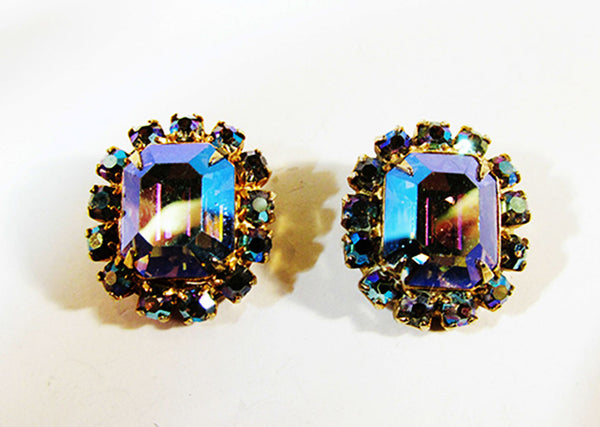 Vintage 1950s Eye-Catching Mid-Century Geometric Diamante Earrings