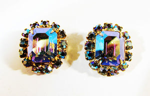 Vintage 1950s Eye-Catching Mid-Century Geometric Diamante Earrings
