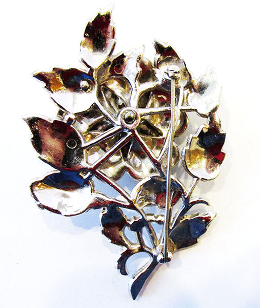 Vintage 1930s Magnificent Rare Three-Dimensional Diamante Floral Pin - Back
