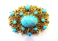 Vintage Jewelry - Dramatic 1950s Mid-Century Diamante and Pearl Pin - Front - Thumbnail
