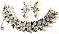 Sarah Coventry Vintage 1950s Clear Rhinestone Bracelet and Earrings - Back - Thumbnail