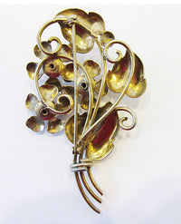 Vintage 1940s Outstanding Amethyst Sterling Floral Bouquet Pin - Thumbnail