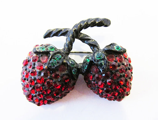 Weiss Vintage 1950s Wonderful Mid Century Japanned Strawberry Pin
