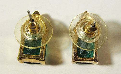Roman Vintage Glamorous Retro Emerald and Clear Geometric Earrings