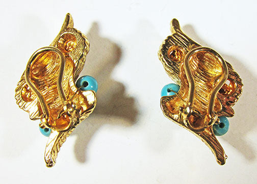 Vintage Eye-Catching Innovative Retro Turquoise and Mesh Button Earrings