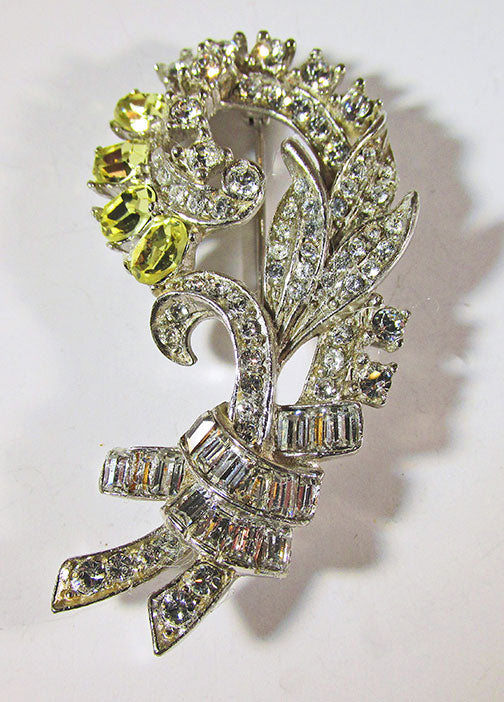Vintage 1940s Exquisite Citrine Floral Pin