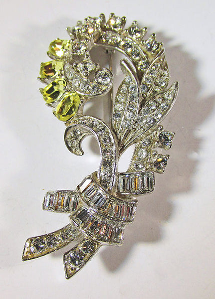 Vintage 1940s Exquisite Citrine Floral Pin