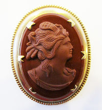 Vintage Retro 1930s Stunning Victorian Style Carnelian Cameo Pin - Thumbnail
