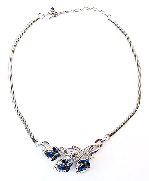 Crown Trifari 1950s Vintage Alfred Philippe Diamante Floral Set - Necklace