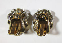 Art Vintage 1950s Mid Century Elegant Rhinestone Seashell Earrings - Thumbnail