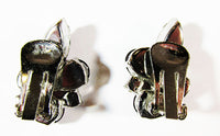 Vintage 1950s Jewelry Sparkling Mid-Century Purple Diamante Earrings - Back - Thumbnail