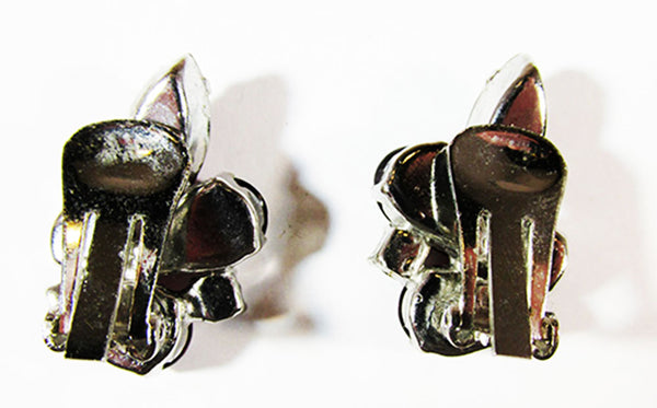 Vintage 1950s Jewelry Sparkling Mid-Century Purple Diamante Earrings - Back