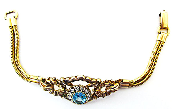 1930s Plainville Stock Co. Art Deco Diamante and Gold Filled Bracelet
