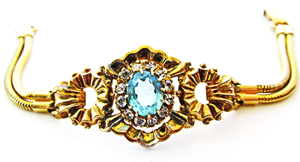 1930s Plainville Stock Co. Art Deco Diamante and Gold Filled Bracelet
