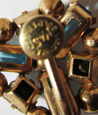 Vintage M&S Designer Jewelry Mid-Century Gold Filled Diamante Earrings - Signature - Thumbnail