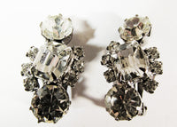 Beautiful 1950s Mid-Century Eye-Catching Sparkling Diamante Earrings - Front - Thumbnail