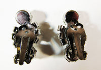 Beautiful 1950s Mid-Century Eye-Catching Sparkling Diamante Earrings - Back - Thumbnail