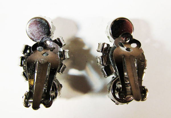 Beautiful 1950s Mid-Century Eye-Catching Sparkling Diamante Earrings - Back