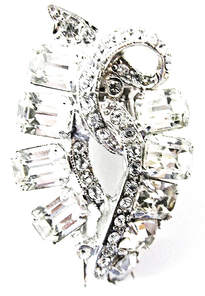 Eisenberg 1940s Designer Vintage Jewelry Magnificent Diamante Fur Clip - Front