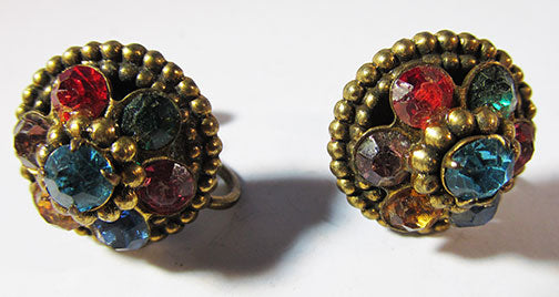 Coro Vintage Minimalist 1950s Multi-Colored Button Earrings