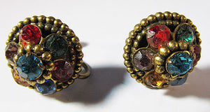 Coro Vintage Minimalist 1950s Multi-Colored Button Earrings