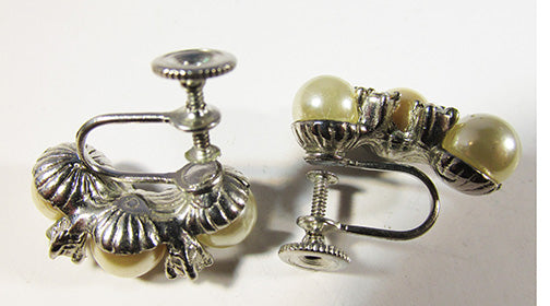 Vintage Dainty Mid-Century Elegant Rhinestone and Pearl Earrings
