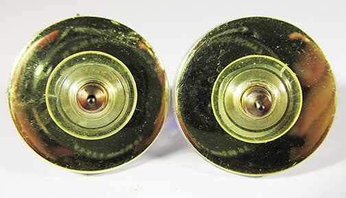 Vintage Retro Avant-Garde Blue Cabochon Button Earrings