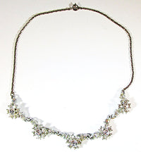 Vintage Mid-Century Unique Sparkling Diamante Floral Necklace - Front - Thumbnail