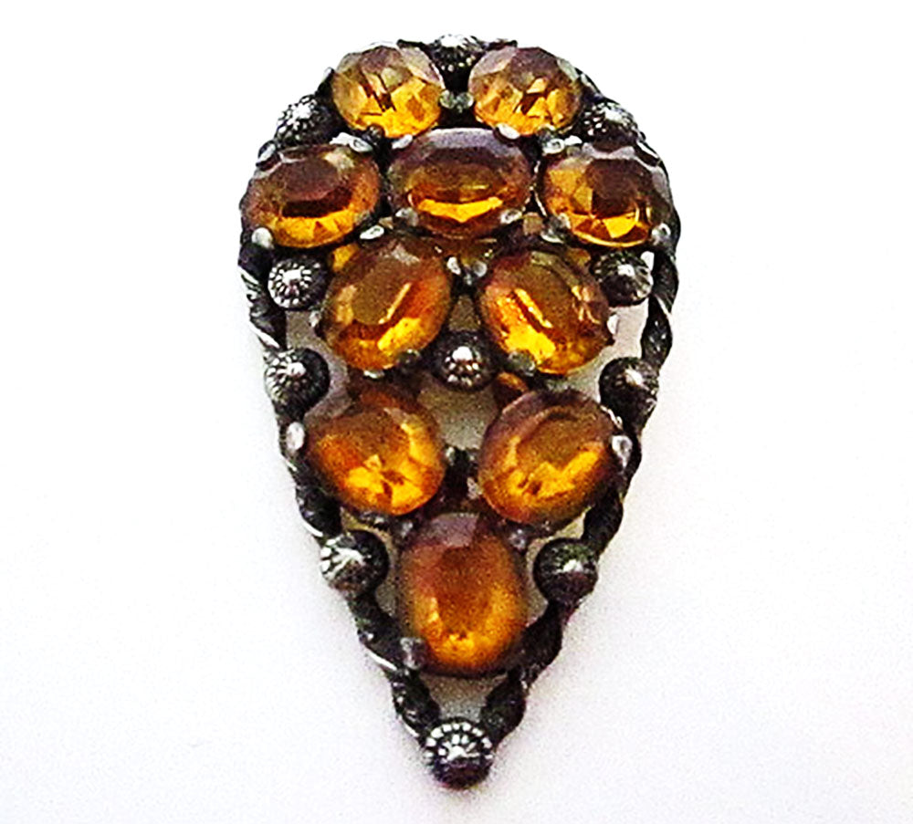 1930s Vintage Art Deco Magnificent Topaz Diamante Dress Clip