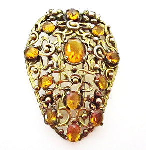 Vintage 1930s Jewelry Spectacular Art Deco Topaz Diamante Fur Clip - Front