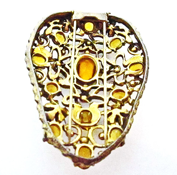 Vintage 1930s Jewelry Spectacular Art Deco Topaz Diamante Fur Clip - Back