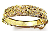 Vintage Jewelry 1960s Distinctive Gold Basket Weave Cuff Bracelet - Front - Thumbnail