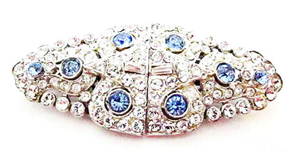 1930s Vintage Jewelry Spectacular Art Deco Sapphire Diamante Duette - Front