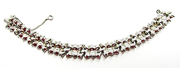 Mid-Century 1950s Vintage Jewelry Stunning Diamante Link Bracelet - Back